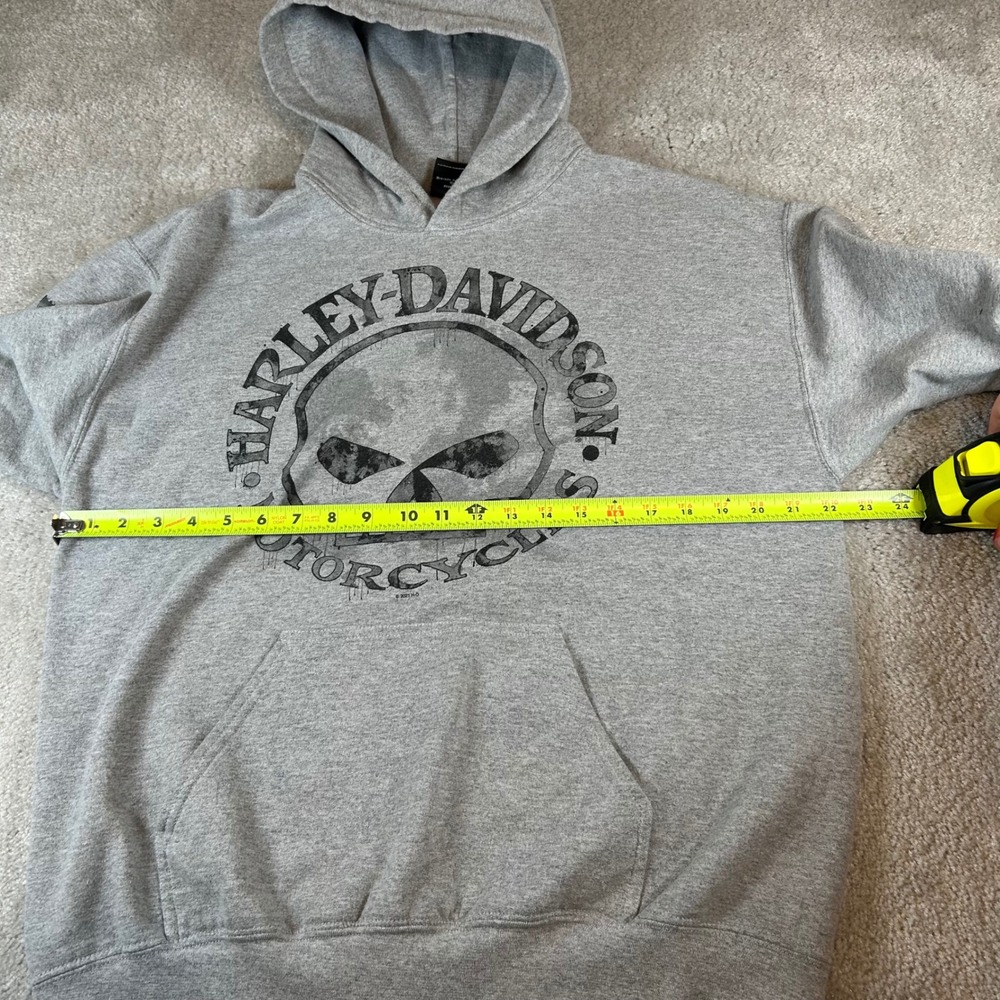 Harley Davidson Hoodie Mens M Gray Willie G Skull Oconomowoc WI Graphic Biker - Picture 8 of 13